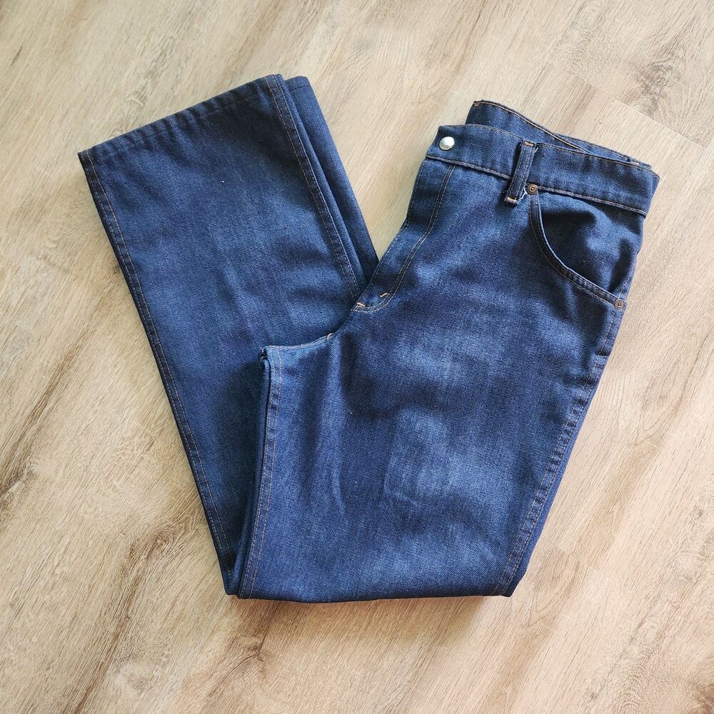 Vintage 1983 Sears Perma Prest Husky 34x30 Dark Wash Polyester Blend USA Made